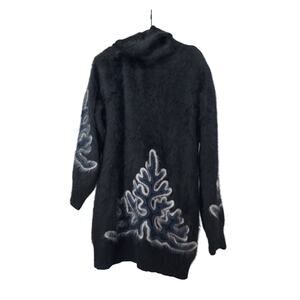 Keomi Sz Large Tunic/dress 80% Angora SUPER FLUFFY Furry Black Sweater Top